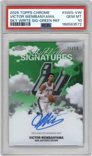 2025 TOPPS CHROME VICTOR WEMBANYAMA SKY WRITE SIG-GREEN REF
