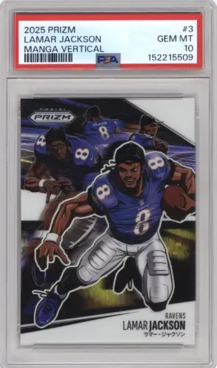 2025 PRIZM LAMAR JACKSON MANGA VERTICAL