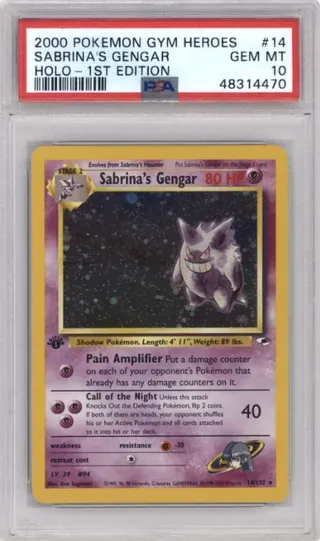 2000 POKEMON GYM HEROES SABRINA'S GENGAR HOLO -1ST EDITION