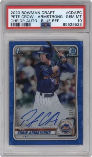 2020 BOWMAN DRAFT PETE CROW - ARMSTORING CHR.DP AUTO -BLUE REF.