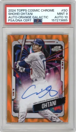 2024 TOPPS COSMIC CHROME SHOHEI OHTANI AUTO-ORANGE GALACTIC PSA DNA CERT