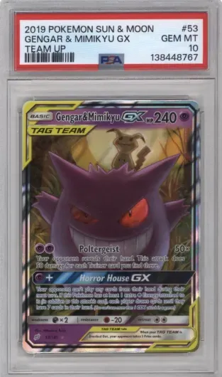 2019 POKEMON SUN AND MOON GENGAR AND MIMIKYU GX TEAM UP