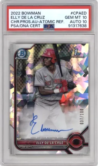 2022 BOWMAN ELLY DE LA CRUZ CHR.PROS.AU-ATOMIC REF. PSA DNA CERT