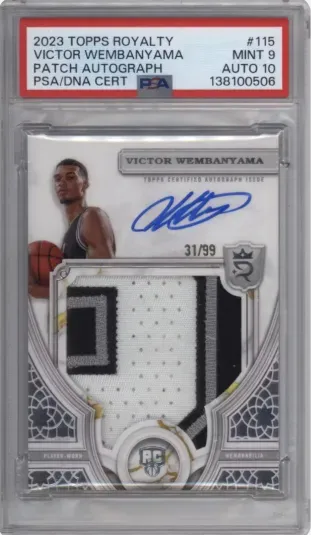 2023 TOPPS ROYALTY VICTOR WEMBANYAMA PATCH AUTOGRAPH PSA DNA CERT