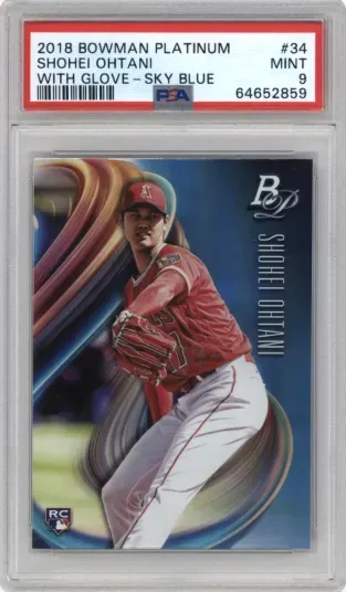 2018 BOWMAN PLATINUM SHOHEI OHTANI WITH GLOVE SKY BLUE