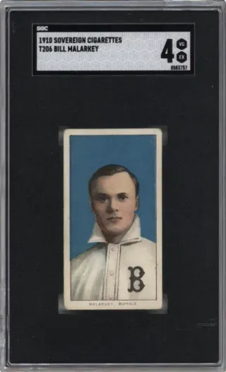 1910 SOVEREIGN CIGARETTES T206 BILL MALARKEY