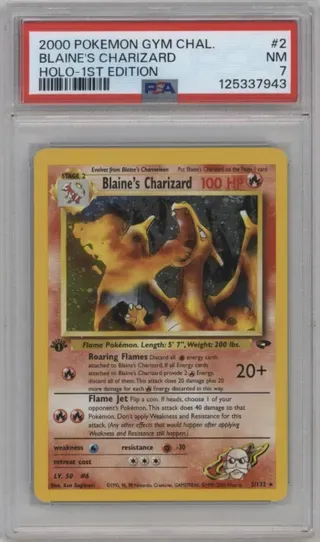 2000 POKEMON GYM CHAL. BLAINE'S CHARIZARD HOLO-1ST EDITION 125337943