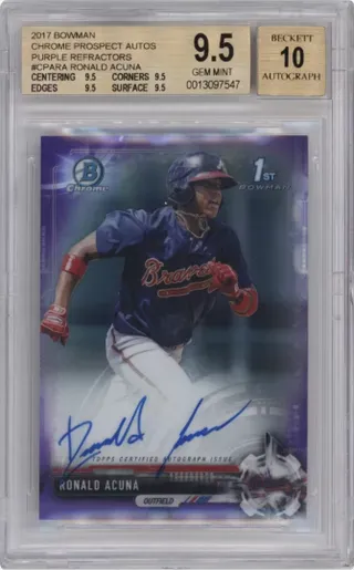 2017 BOWMAN CHROME PROSPECT AUTOS PURPLE REFRACTORS #CPARA RONALD ACUNA