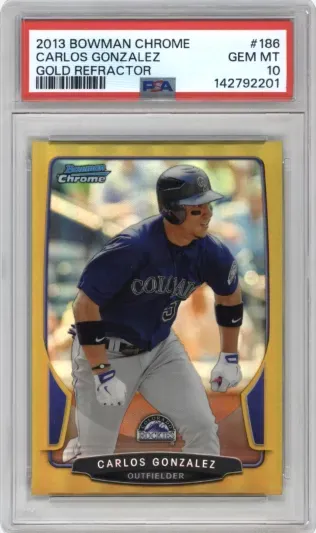 2013 BOWMAN CHROME CARLOS GONZALEZ GOLD REFRACTOR