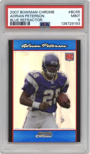 2007 BOWMAN CHROME ADRIAN PETERSON BLUE REFRACTOR