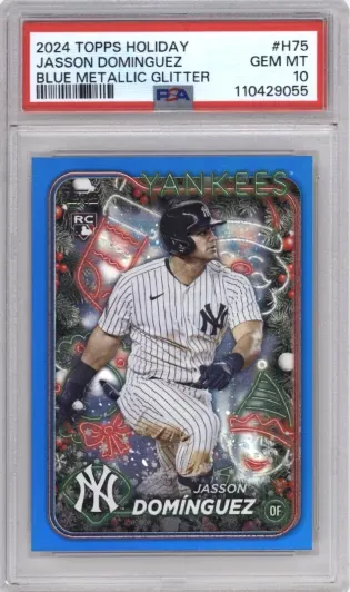 2024 TOPPS HOLIDAY JASSON DOMINGUEZ BLUE METALLIC GLITTER