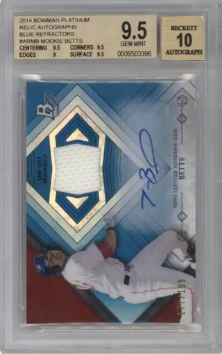 2014 BOWMAN PLATINUM RELIC AUTOGRAPHS BLUE REFRACTORS #ARMB MOOKIE BETTS