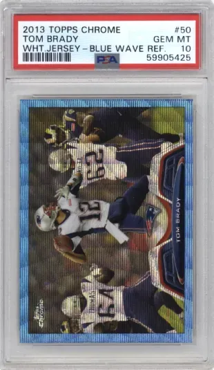 2013 TOPPS CHROME TOM BRADY WHT.JERSEY-BLUE WAVE REF.