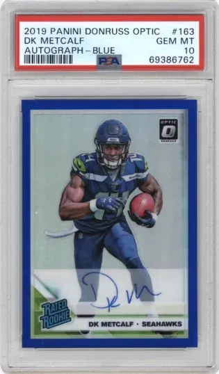 2019 PANINI DONRUSS OPTIC DK METCALF AUTOGRAPH BLUE