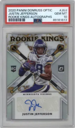 2020 PANINI DONRUSS OPTIC JUSTIN JEFFERSON ROOKIE KINGS AUTOGRAPHS