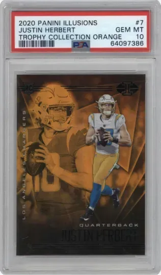 2020 PANINI ILLUSIONS JUSTIN HERBERT TROPHY COLLECTION ORANGE