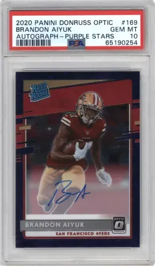 2020 PANINI DONRUSS OPTIC BRANDON AIYUK AUTOGRAPH PURPLE STARS