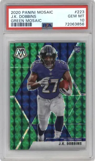 2020 PANINI MOSAIC J.K. DOBBINS GREEN MOSAIC