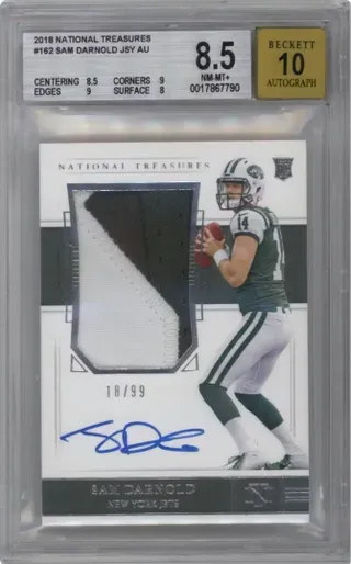 2018 NATIONAL TREASURES #162 SAM DARNOLD JSY AU