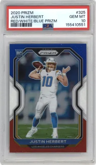 2020 PRIZM JUSTIN HERBERT RED WHITE BLUE PRIZM