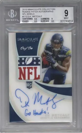 2019 IMMACULATE COLLECTION ROOKIE PATCH AUTOGRAPHS NFL SHIELD #113 D.K. METCALF
