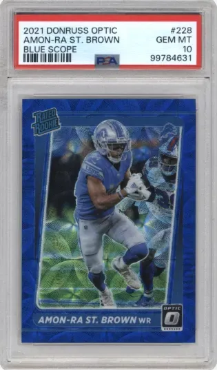2021 DONRUSS OPTIC AMON-RA ST. BROWN BLUE SCOPE