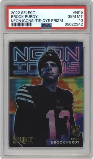2022 SELECT BROCK PURDY NEON ICONS TIE-DYE PRIZM