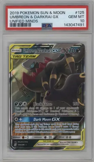 2019 POKEMON SUN AND MOON UMBREON AND DARKRAI GX UNIFIED MINDS