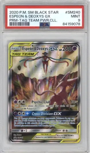 2020 P.M. SM BLACK STAR ESPEON AND DEOXYS GX PRM-TAG TEAM PWR.CLL.