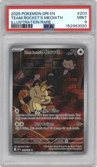 2025 POKEMON DRI EN TEAM ROCKET'S MEOWTH ILLUSTRATION RARE