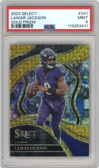 2023 SELECT LAMAR JACKSON GOLD PRIZM