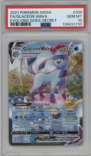 2021 POKEMON SWSH FA GLACEON VMAX EVOLVING SKIES-SECRET
