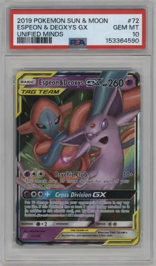 2019 POKEMON SUN AND MOON ESPEON AND DEOXYS GX UNIFIED MINDS