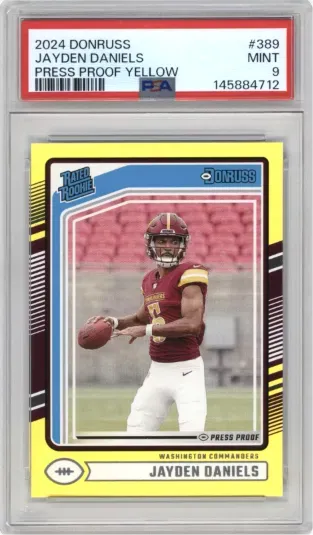 2024 DONRUSS JAYDEN DANIELS PRESS PROOF YELLOW