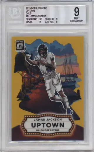 2025 DONRUSS OPTIC UPTOWN GOLD #13 LAMAR JACKSON