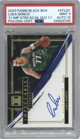 2023 PANINI BLACK BOX LUKA DONCIC '21 IMP STRS SG HL GLD PSA DNA CERT