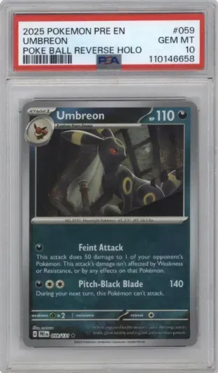 2025 POKEMON PRE EN UMBREON POKE BALL REVERSE HOLO