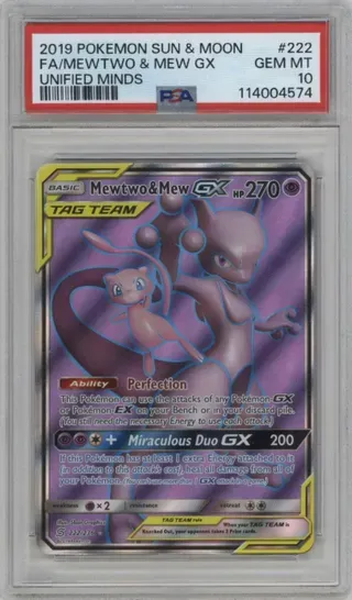 2019 POKEMON SUN AND MOON FA MEWTWO AND MEW GX UNIFIED MINDS