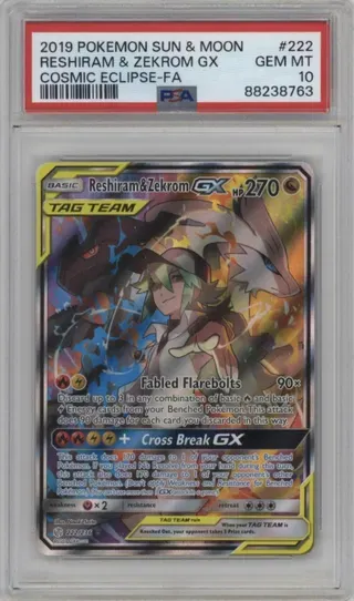 2019 POKEMON SUN AND MOON RESHIRAM AND ZEKROM GX COSMIC ECLIPSE-FA